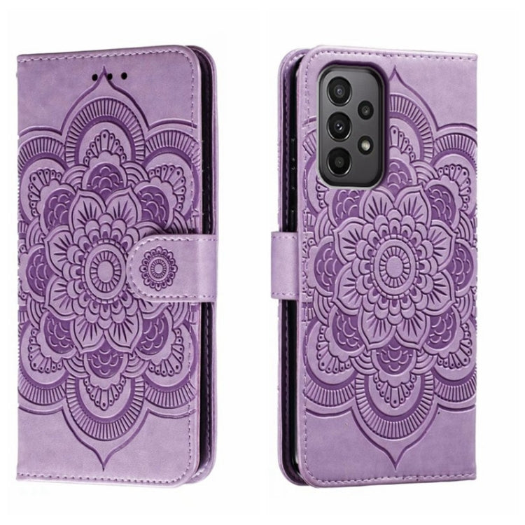 Sun Mandala Embossing Pattern Phone Leather Case, For Samsung Galaxy A04e, For Samsung Galaxy A14 4G, For Samsung Galaxy A24 5G