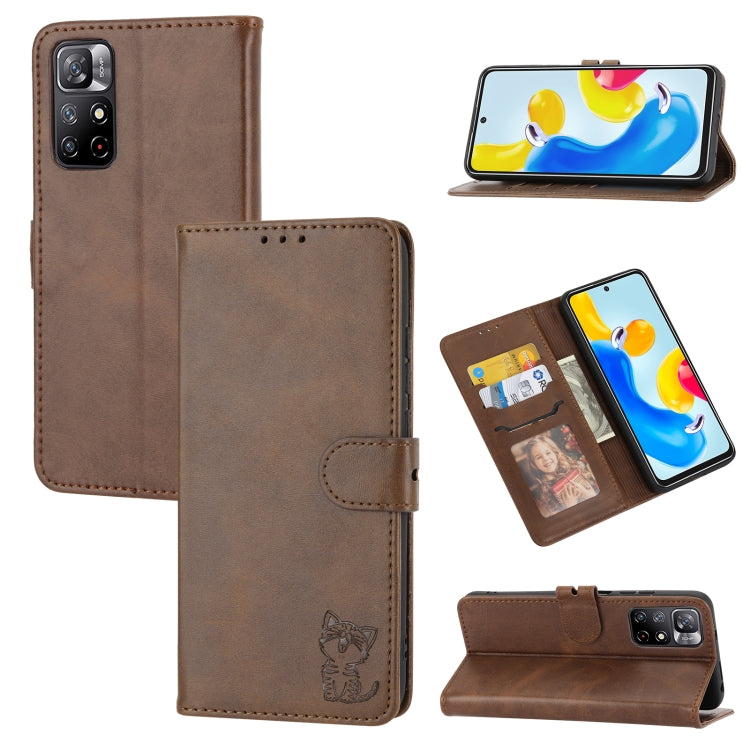 Embossed Happy Cat Pattern Flip Leather Phone Case, For Xiaomi Redmi Note 12 5G Global, For Xiaomi Redmi Note 12 Pro 5G Global, For Xiaomi Redmi Note 12 Pro+ 5G Global, For Xiaomi 12T/12T Pro/Redmi K50 Ultra