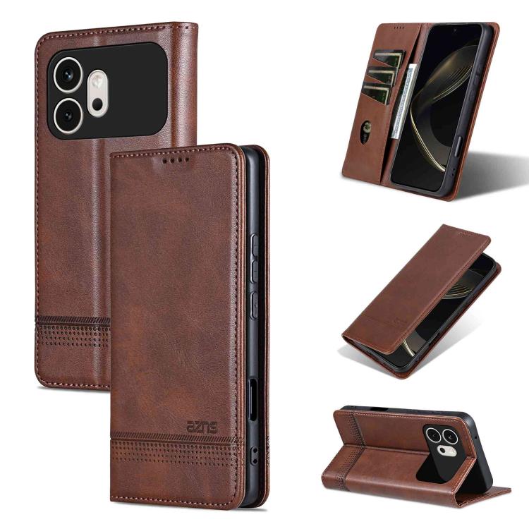 AZNS Magnetic Calf Texture Flip Leather Phone Case, For Honor 600 Lite Global, For Honor Play 10T 5G/400 Smart 5G, For Honor X70 5G, For Honor 400 Pro 5G Global 160.8mm