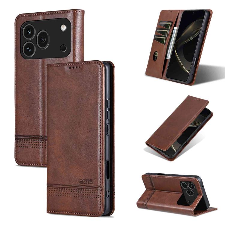 AZNS Magnetic Calf Texture Flip Leather Phone Case, For Honor 600 Lite Global, For Honor Play 10T 5G/400 Smart 5G, For Honor X70 5G, For Honor 400 Pro 5G Global 160.8mm