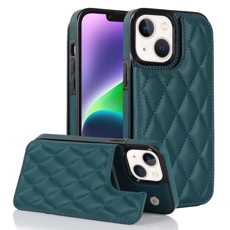 Double Buckle Rhombic PU Leather Phone Case, For iPhone 14, For iPhone 14 Plus, For iPhone 14 Pro