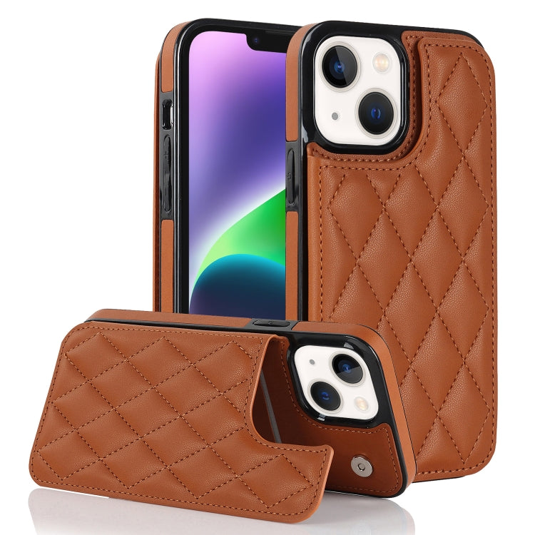 Double Buckle Rhombic PU Leather Phone Case, For iPhone 14, For iPhone 14 Plus, For iPhone 14 Pro