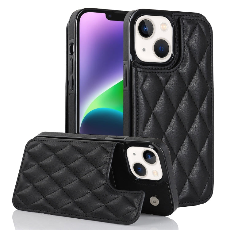 Double Buckle Rhombic PU Leather Phone Case, For iPhone 14, For iPhone 14 Plus, For iPhone 14 Pro