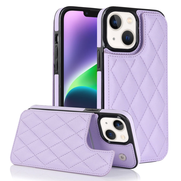 Double Buckle Rhombic PU Leather Phone Case, For iPhone 14, For iPhone 14 Plus, For iPhone 14 Pro