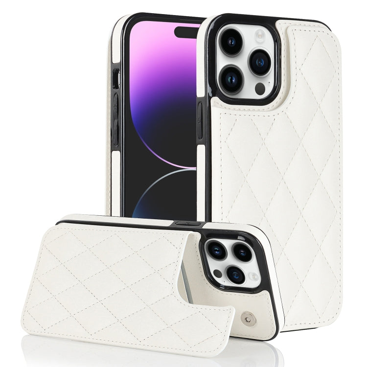 Double Buckle Rhombic PU Leather Phone Case, For iPhone 14, For iPhone 14 Plus, For iPhone 14 Pro