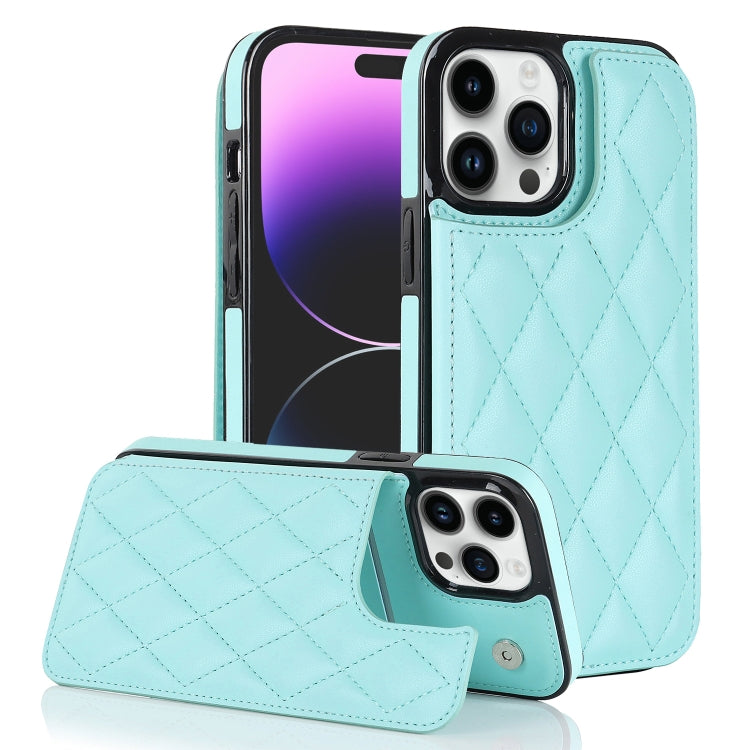 Double Buckle Rhombic PU Leather Phone Case, For iPhone 14, For iPhone 14 Plus, For iPhone 14 Pro