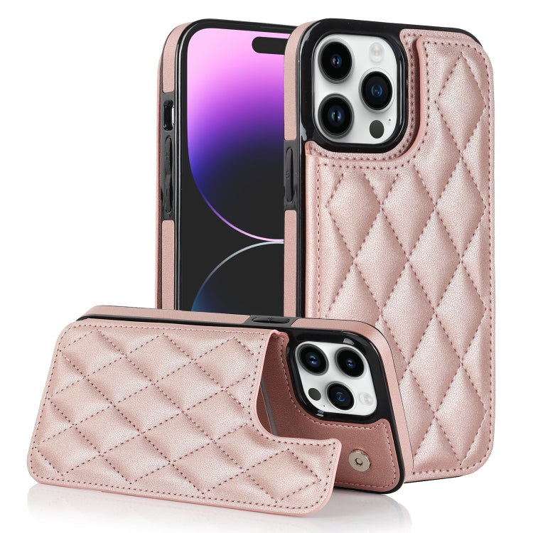 Double Buckle Rhombic PU Leather Phone Case, For iPhone 14, For iPhone 14 Plus, For iPhone 14 Pro