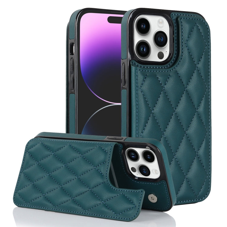 Double Buckle Rhombic PU Leather Phone Case, For iPhone 14, For iPhone 14 Plus, For iPhone 14 Pro