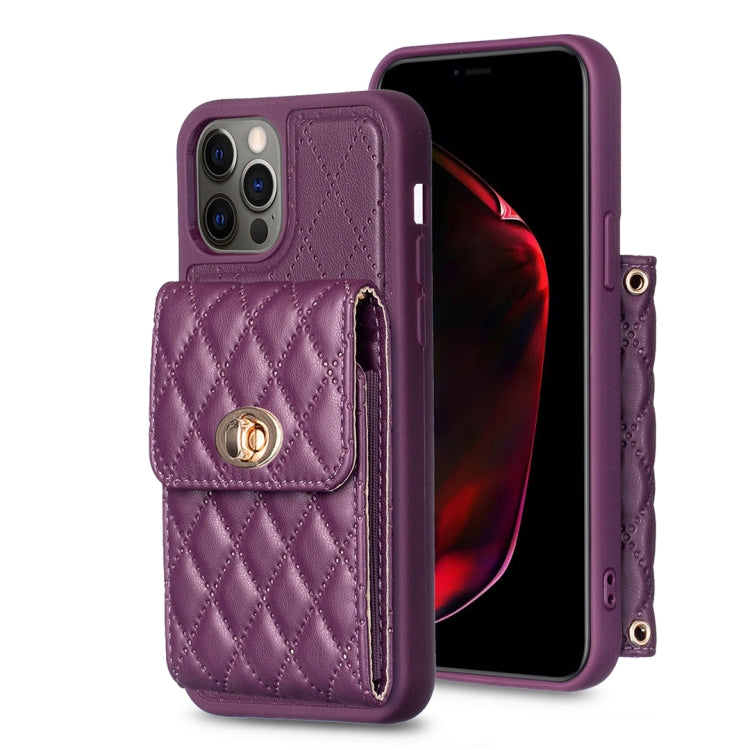 Vertical Wallet Rhombic Leather Phone Case, For iPhone 13 Pro, For iPhone 13 Pro Max, For iPhone 12 / 12 Pro, For iPhone 12 Pro Max