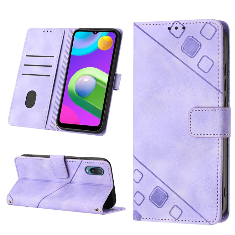 Skin-feel Embossed Leather Phone Case, For Samsung Galaxy A02 / M02, For Samsung Galaxy A03 Core, For Samsung Galaxy A7 2018, For Samsung Galaxy A8 / A5 2018