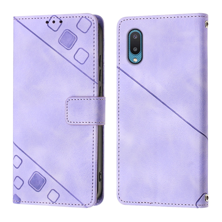 Skin-feel Embossed Leather Phone Case, For Samsung Galaxy A02 / M02, For Samsung Galaxy A03 Core, For Samsung Galaxy A7 2018, For Samsung Galaxy A8 / A5 2018