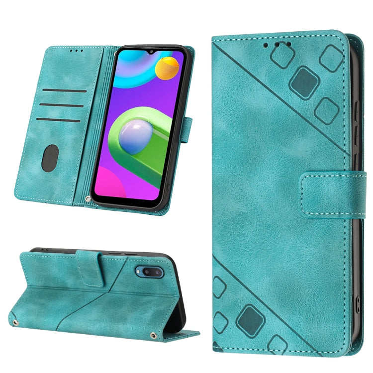 Skin-feel Embossed Leather Phone Case, For Samsung Galaxy A02 / M02, For Samsung Galaxy A03 Core, For Samsung Galaxy A7 2018, For Samsung Galaxy A8 / A5 2018