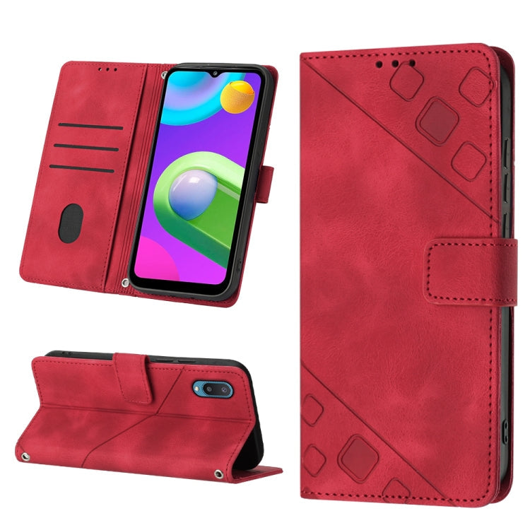 Skin-feel Embossed Leather Phone Case, For Samsung Galaxy A02 / M02, For Samsung Galaxy A03 Core, For Samsung Galaxy A7 2018, For Samsung Galaxy A8 / A5 2018