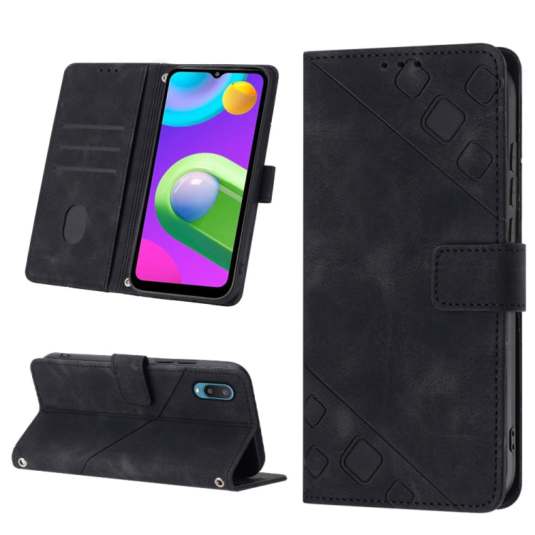 Skin-feel Embossed Leather Phone Case, For Samsung Galaxy A02 / M02, For Samsung Galaxy A03 Core, For Samsung Galaxy A7 2018, For Samsung Galaxy A8 / A5 2018