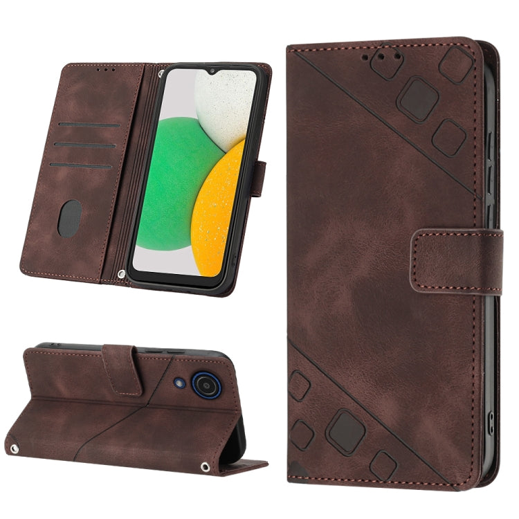 Skin-feel Embossed Leather Phone Case, For Samsung Galaxy A02 / M02, For Samsung Galaxy A03 Core, For Samsung Galaxy A7 2018, For Samsung Galaxy A8 / A5 2018