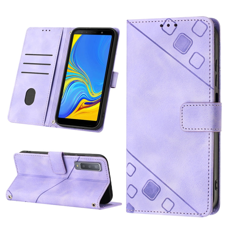 Skin-feel Embossed Leather Phone Case, For Samsung Galaxy A02 / M02, For Samsung Galaxy A03 Core, For Samsung Galaxy A7 2018, For Samsung Galaxy A8 / A5 2018