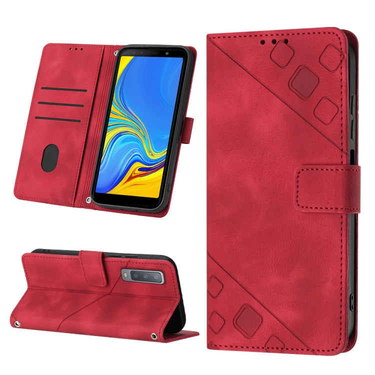 Skin-feel Embossed Leather Phone Case, For Samsung Galaxy A02 / M02, For Samsung Galaxy A03 Core, For Samsung Galaxy A7 2018, For Samsung Galaxy A8 / A5 2018
