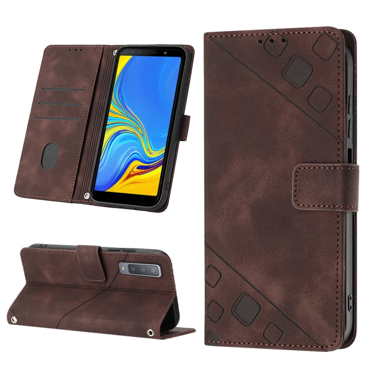 Skin-feel Embossed Leather Phone Case, For Samsung Galaxy A02 / M02, For Samsung Galaxy A03 Core, For Samsung Galaxy A7 2018, For Samsung Galaxy A8 / A5 2018