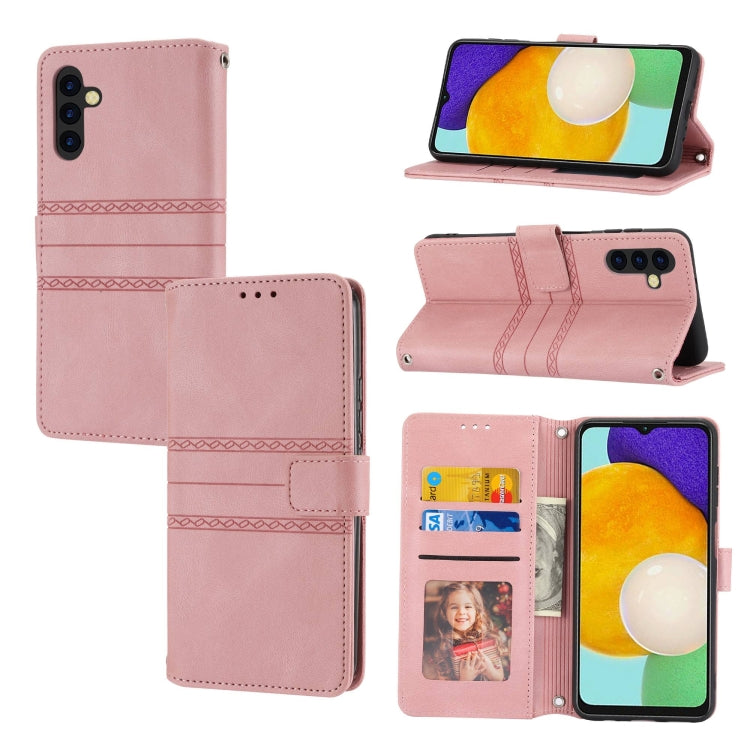 Embossed Stripes Skin Feel Leather Phone Case, For Samsung Galaxy A54 5G