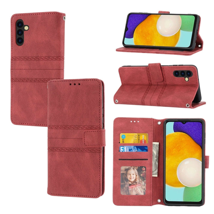 Embossed Stripes Skin Feel Leather Phone Case, For Samsung Galaxy A54 5G