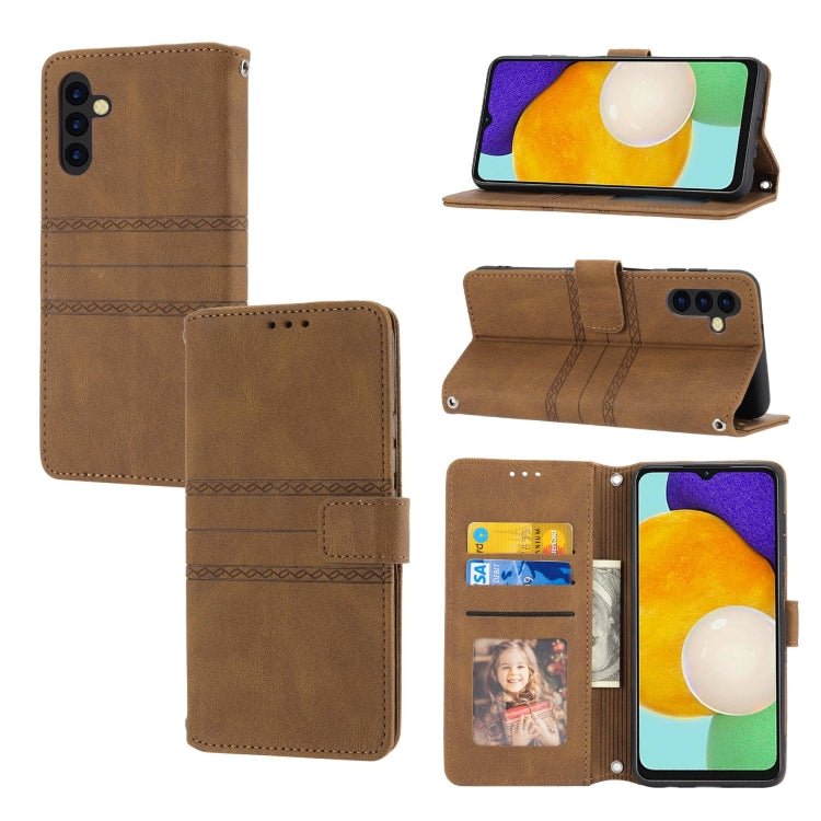Embossed Stripes Skin Feel Leather Phone Case, For Samsung Galaxy A54 5G