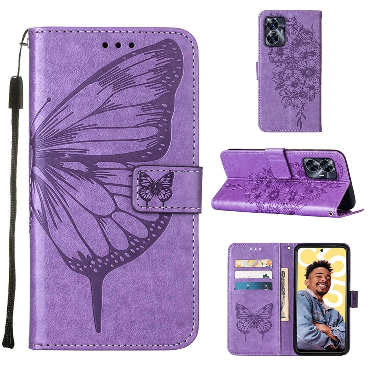 Embossed Butterfly Leather Phone Case, For Realme 10 Pro 5G, For Realme 10 Pro+ 5G, For Realme C55