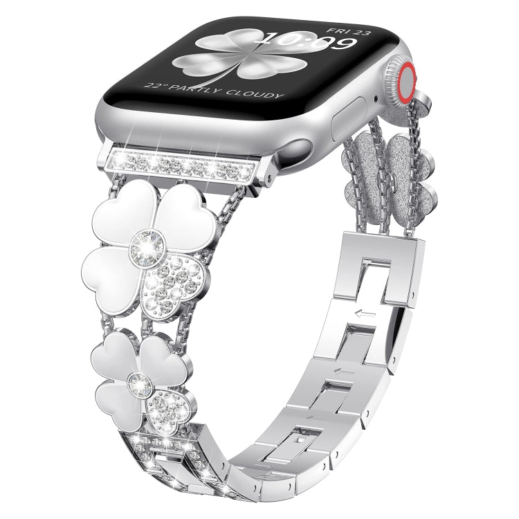 Petal Metal Diamond Watch Band, For Apple Watch 7 41mm, For Apple Watch 7 45mm, For Apple Watch SE 2023 40mm, For Apple Watch SE 2022 40mm