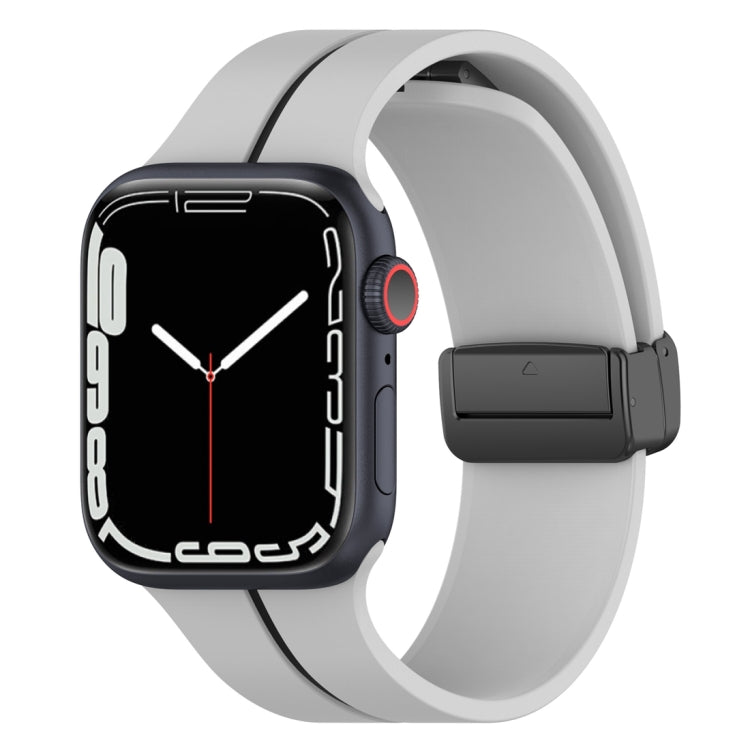 Two Color Folding Buckle Silicone Watch Band, For Apple Watch 7 41mm, For Apple Watch 7 45mm