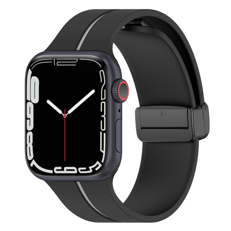 Two Color Folding Buckle Silicone Watch Band, For Apple Watch 7 41mm, For Apple Watch 7 45mm