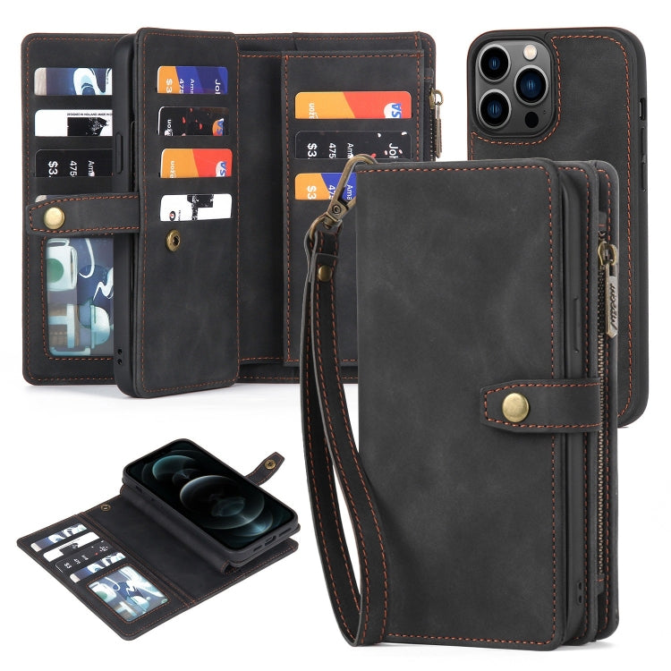 Zipper Wallet Magnetic Detachable Leather Phone Case, For iPhone 12 Pro Max, For iPhone 11, For iPhone 11 Pro, For iPhone 11 Pro Max, For iPhone X / XS, For iPhone XR, For iPhone XS Max, For iPhone 7 Plus / 8 Plus