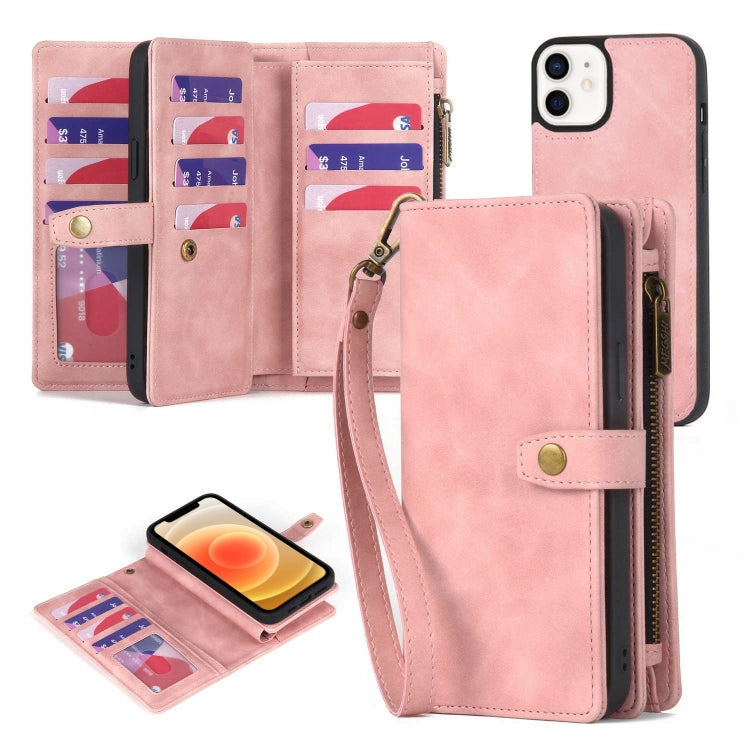 Zipper Wallet Magnetic Detachable Leather Phone Case, For iPhone 12 Pro Max, For iPhone 11, For iPhone 11 Pro, For iPhone 11 Pro Max, For iPhone X / XS, For iPhone XR, For iPhone XS Max, For iPhone 7 Plus / 8 Plus