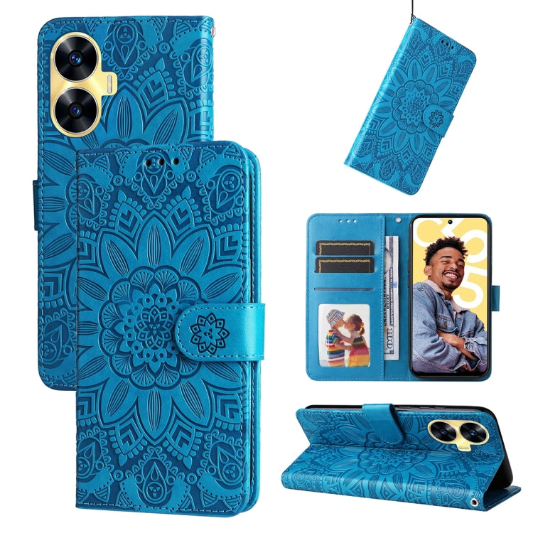 Embossed Sunflower Leather Phone Case, For Realme C55, For Realme GT Neo 5 5G / GT3