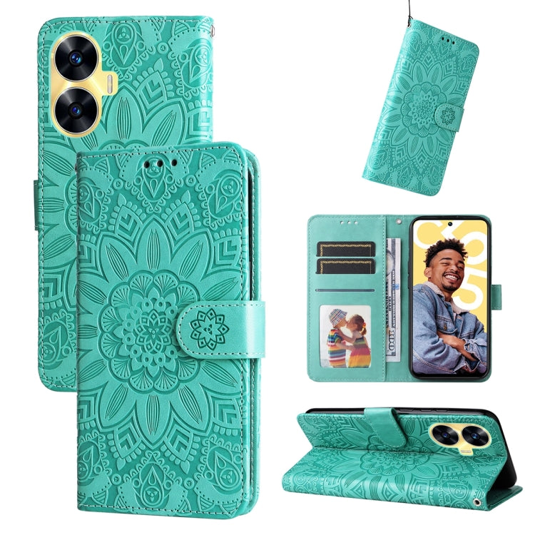 Embossed Sunflower Leather Phone Case, For Realme C55, For Realme GT Neo 5 5G / GT3