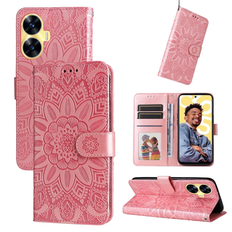 Embossed Sunflower Leather Phone Case, For Realme C55, For Realme GT Neo 5 5G / GT3