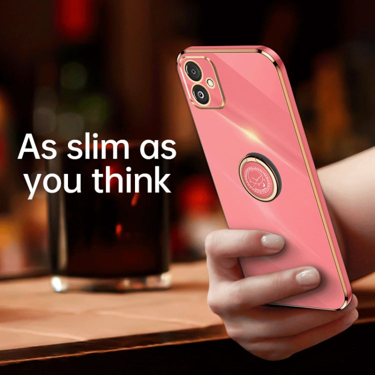 XINLI Straight Edge 6D Electroplate TPU Phone Case with Ring Holder, For Samsung Galaxy F14 5G, For Samsung Galaxy M14 5G, For Samsung Galaxy A04e 4G