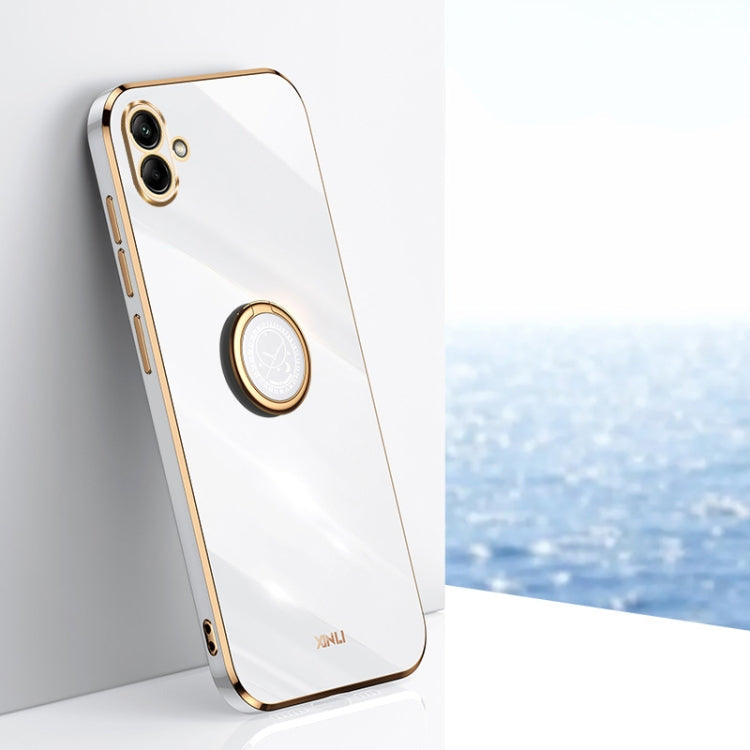 XINLI Straight Edge 6D Electroplate TPU Phone Case with Ring Holder, For Samsung Galaxy F14 5G, For Samsung Galaxy M14 5G, For Samsung Galaxy A04e 4G