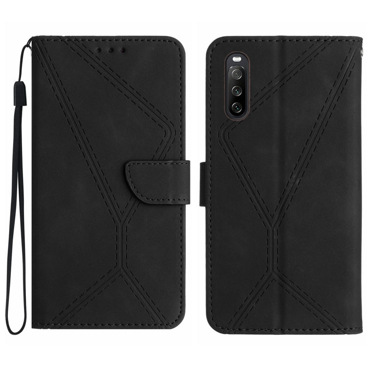 Stitching Embossed Leather Phone Case, For Sony Xperia 10 V