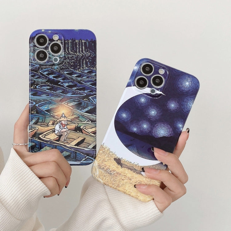 Oil Painting Pattern Glossy PC Phone Case, For iPhone 15 Pro Max, For iPhone 15 Pro, For iPhone 15 Plus, For iPhone 15, For iPhone 14 Plus, For iPhone 14