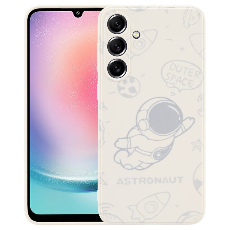 Astronaut Pattern Silicone Straight Edge Phone Case, For Samsung Galaxy S21 Ultra 5G, For Samsung Galaxy A24, For Samsung Galaxy S20