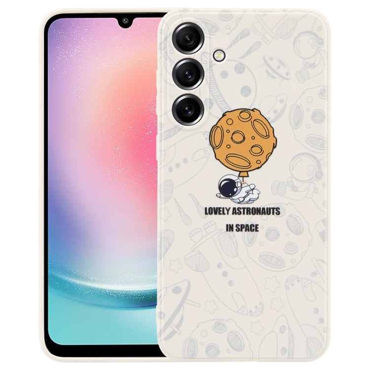Astronaut Pattern Silicone Straight Edge Phone Case, For Samsung Galaxy S21 Ultra 5G, For Samsung Galaxy A24, For Samsung Galaxy S20