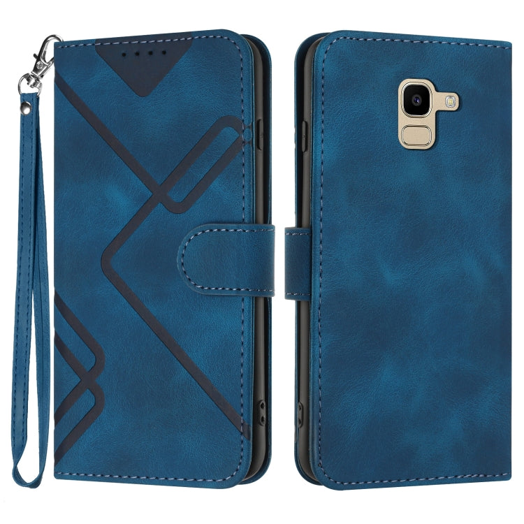 Line Pattern Skin Feel Leather Phone Case, For Samsung Galaxy S10+, For Samsung Galaxy S10, For Samsung Galaxy Note9, For Samsung Galaxy A6 2018