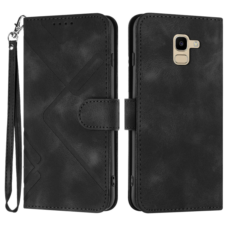 Line Pattern Skin Feel Leather Phone Case, For Samsung Galaxy S10+, For Samsung Galaxy S10, For Samsung Galaxy Note9, For Samsung Galaxy A6 2018