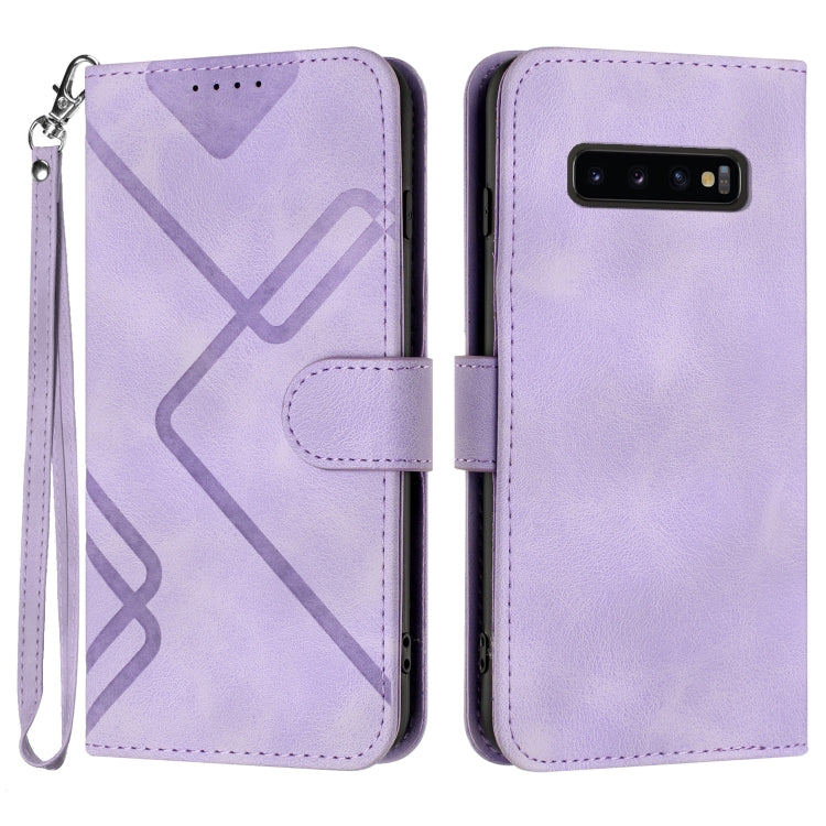 Line Pattern Skin Feel Leather Phone Case, For Samsung Galaxy S10+, For Samsung Galaxy S10, For Samsung Galaxy Note9, For Samsung Galaxy A6 2018