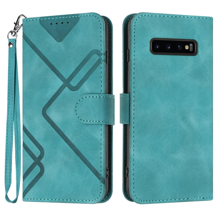 Line Pattern Skin Feel Leather Phone Case, For Samsung Galaxy S10+, For Samsung Galaxy S10, For Samsung Galaxy Note9, For Samsung Galaxy A6 2018