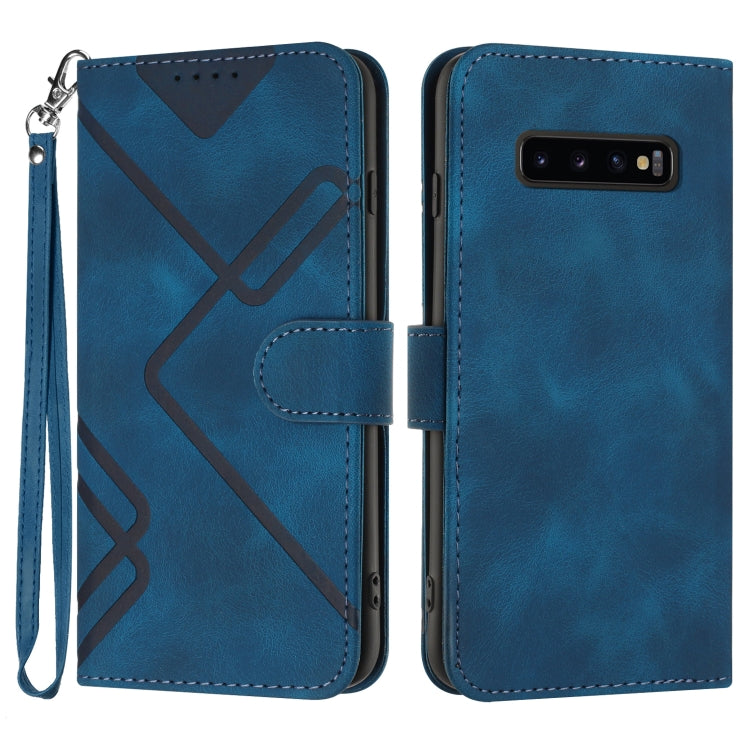 Line Pattern Skin Feel Leather Phone Case, For Samsung Galaxy S10+, For Samsung Galaxy S10, For Samsung Galaxy Note9, For Samsung Galaxy A6 2018