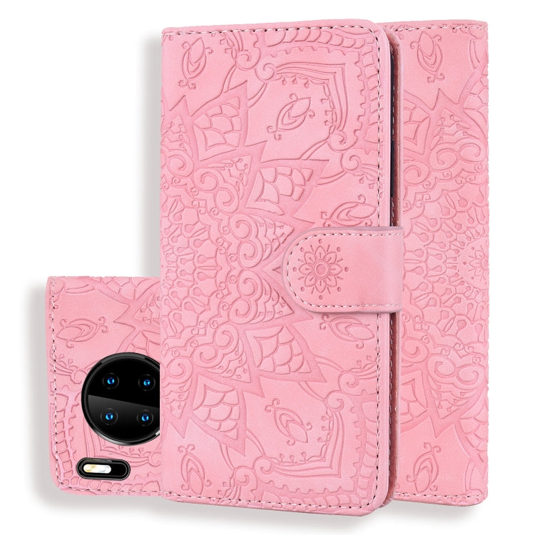 Embossed Sunflower Pattern Horizontal Flip PU Leather Case with Holder & Card Slots & Wallet & Lanyard, For Xiaomi Redmi Note 9 Pro Max, For Xiaomi Mi CC9 Pro / Mi Note 10 / Mi Note 10 Pro, For Huawei Mate 30 Pro