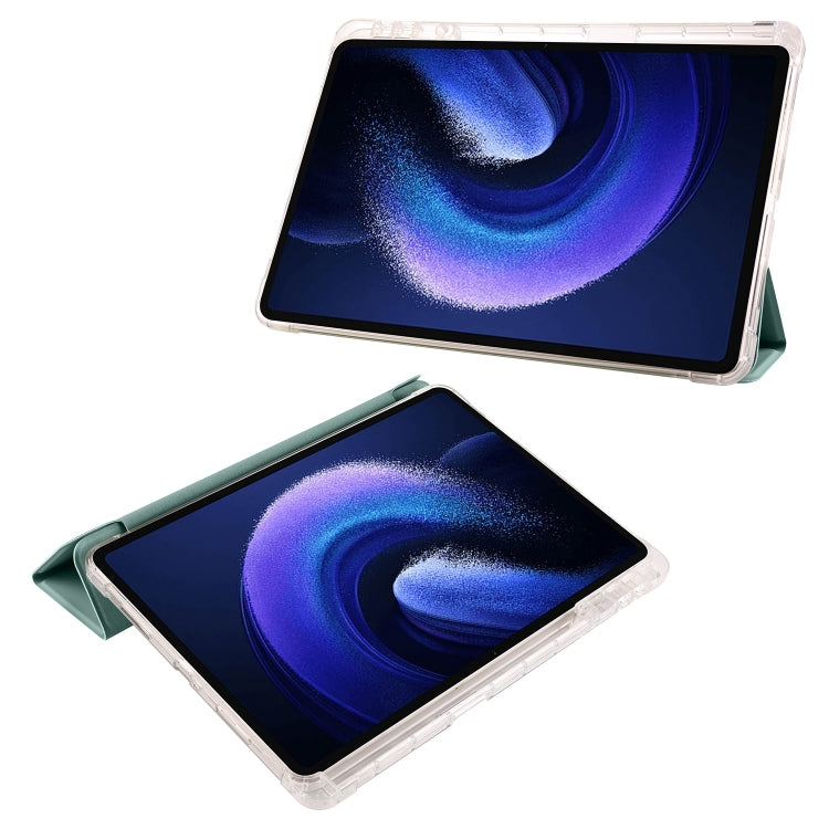 3-fold Clear TPU Smart Leather Tablet Case with Pen Slot, For Xiaomi Pad 6 / 6 Pro