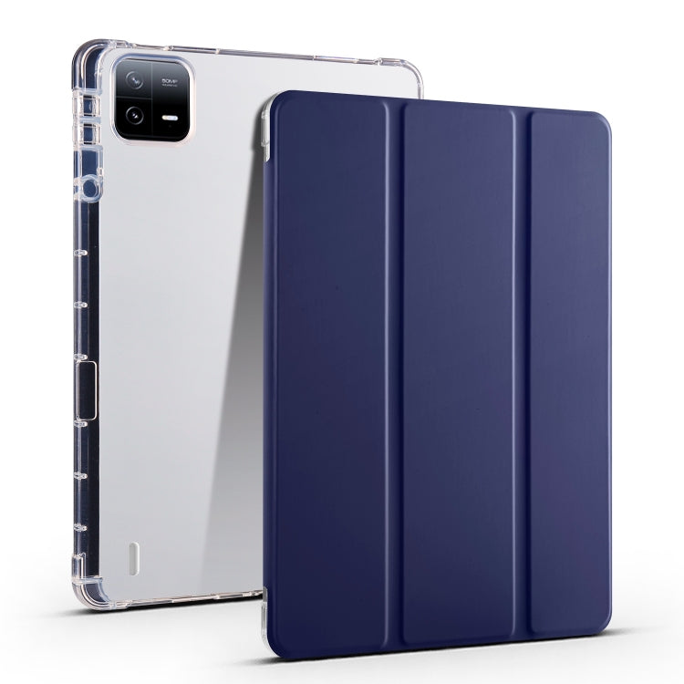 3-fold Clear TPU Smart Leather Tablet Case with Pen Slot, For Xiaomi Pad 6 / 6 Pro