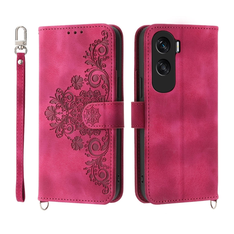 Skin Feel Flowers Embossed Wallet Leather Phone Case, For Honor X40i 5G / Play7T Pro, For Honor Magic5 Pro, For Honor Magic5, For Honor X8a 4G