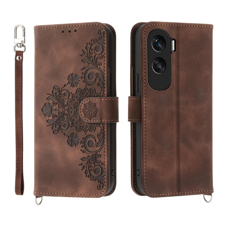 Skin Feel Flowers Embossed Wallet Leather Phone Case, For Honor X40i 5G / Play7T Pro, For Honor Magic5 Pro, For Honor Magic5, For Honor X8a 4G